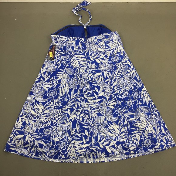 NWT Signature Blue & White Beaded Halter Dress - Picture 2 of 4